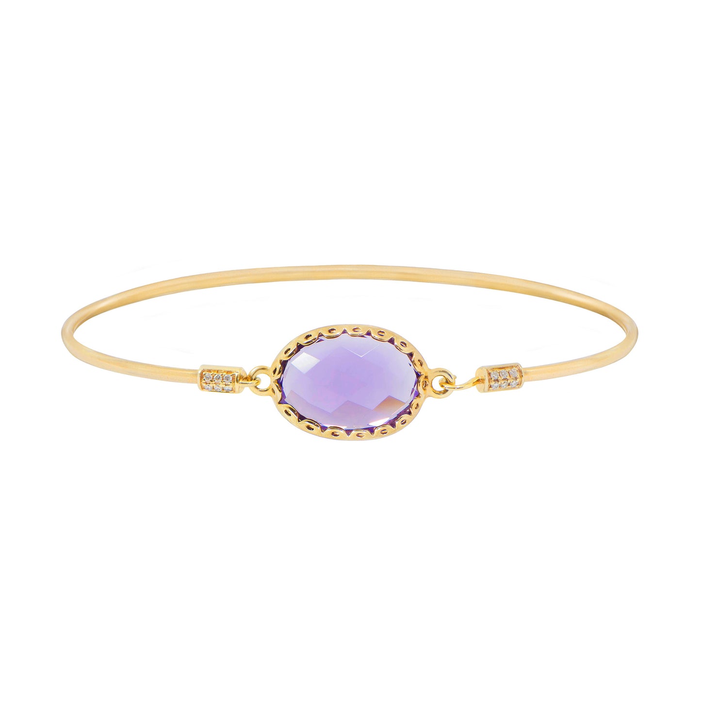 (SOLD) Amethyst with Diamond in 14KY Gold Bangle #177