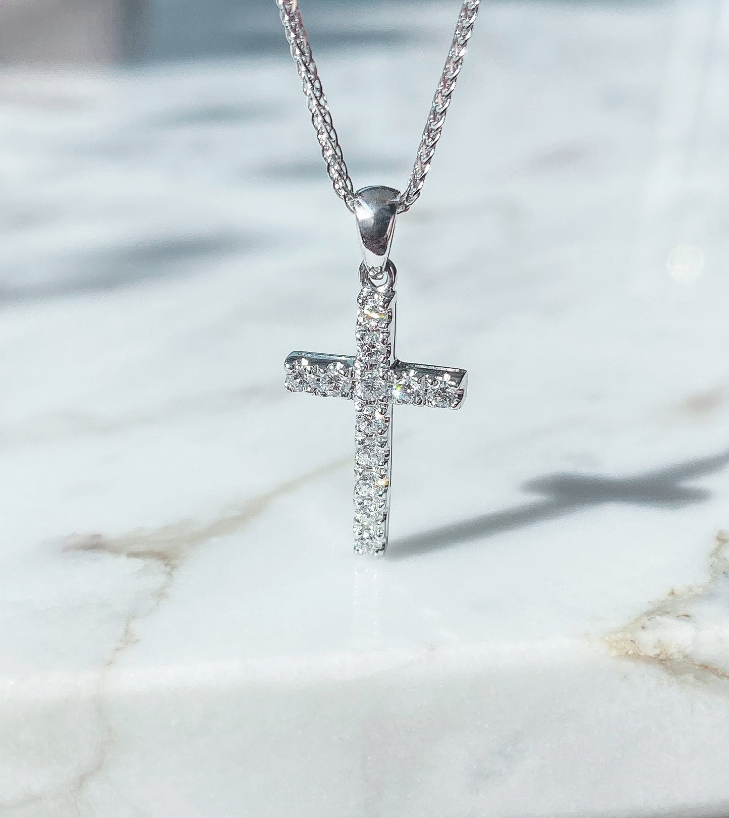 Diamond Cross Pendant in 18K White Gold #24