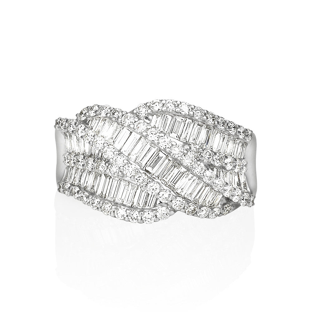 (SOLD) 18KW Cross over Diamond Ring #219 - Contact Us for Custom Order