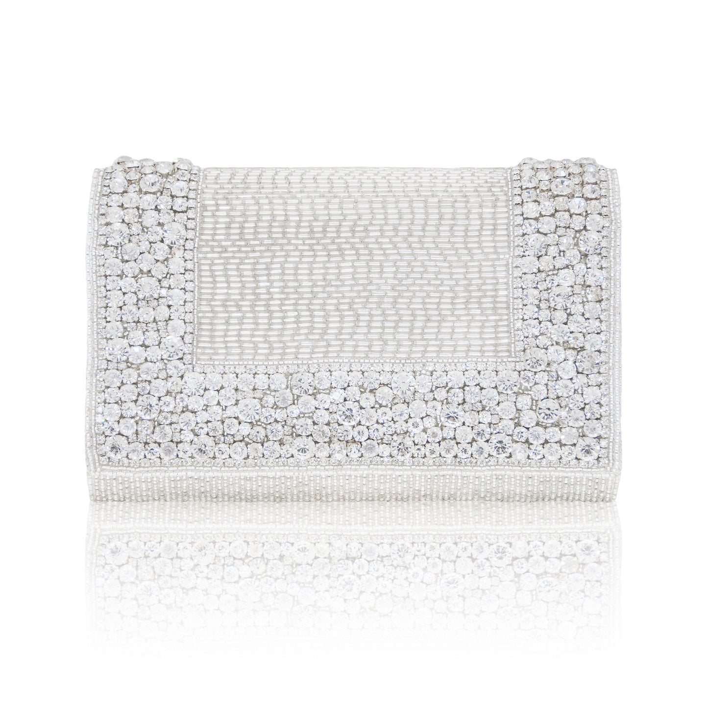 Hand Embroidered Clutch - Silver #6