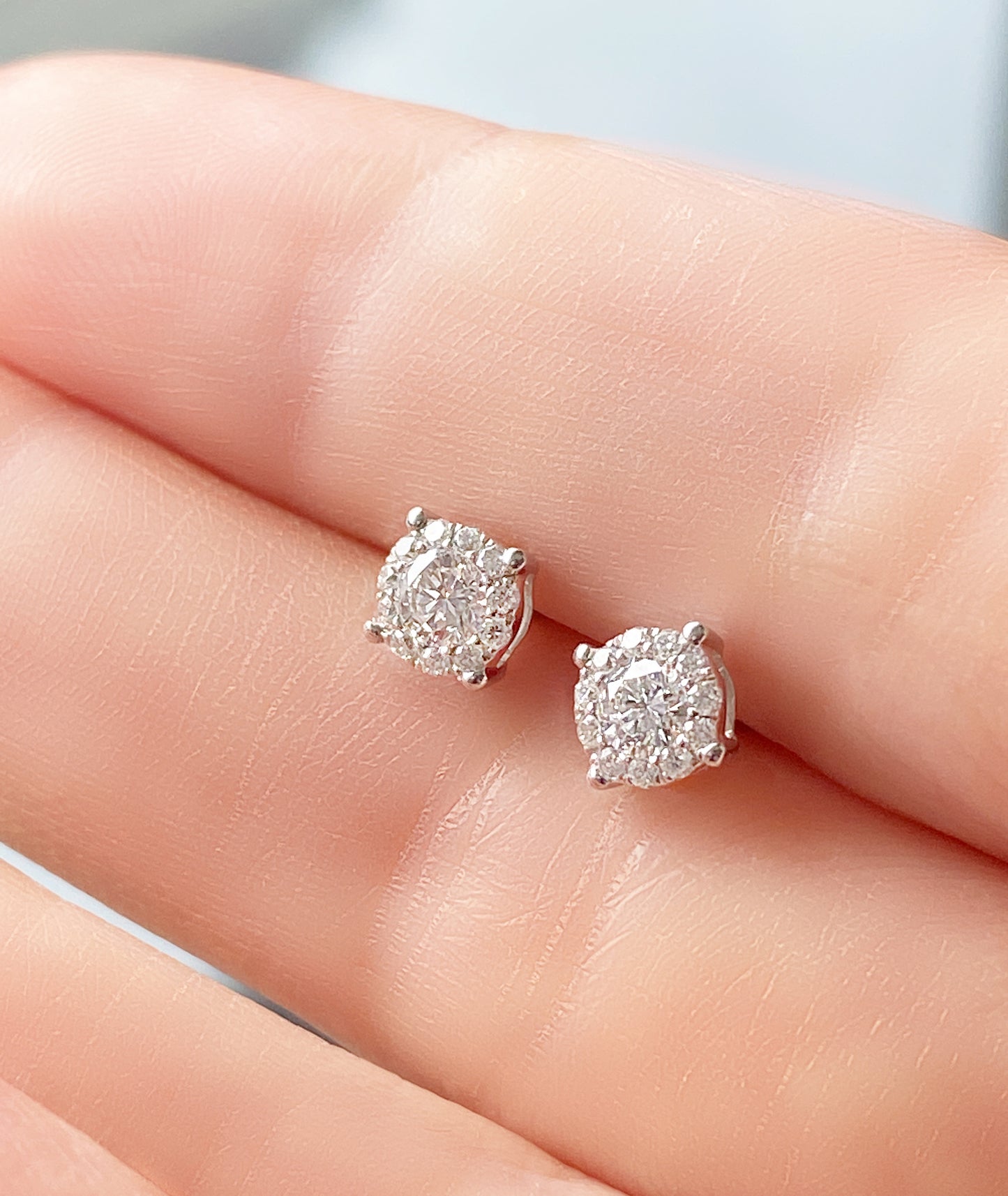 Diamond Halo Stud Earrings 0.34ct #39