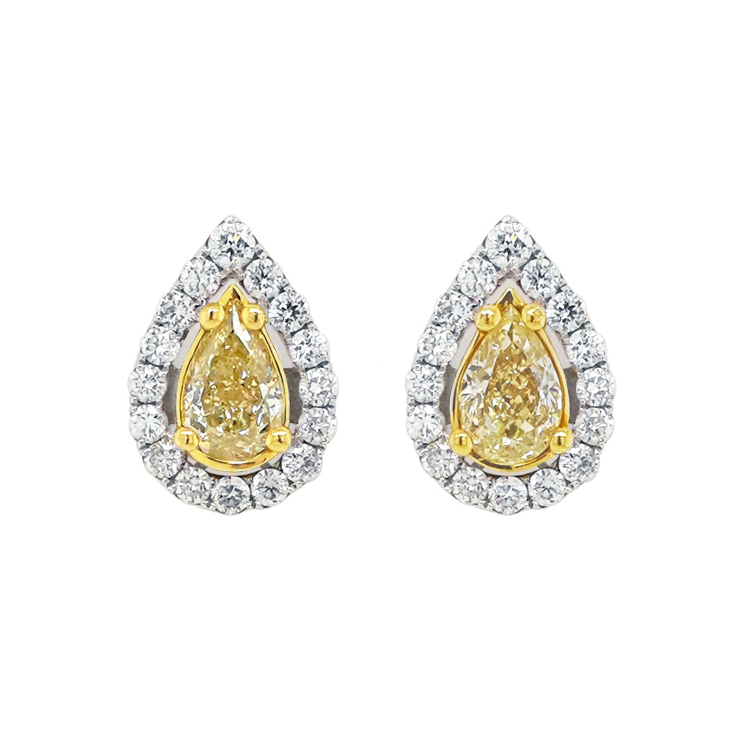 Yellow Diamond Earrings in 18K Gold #310