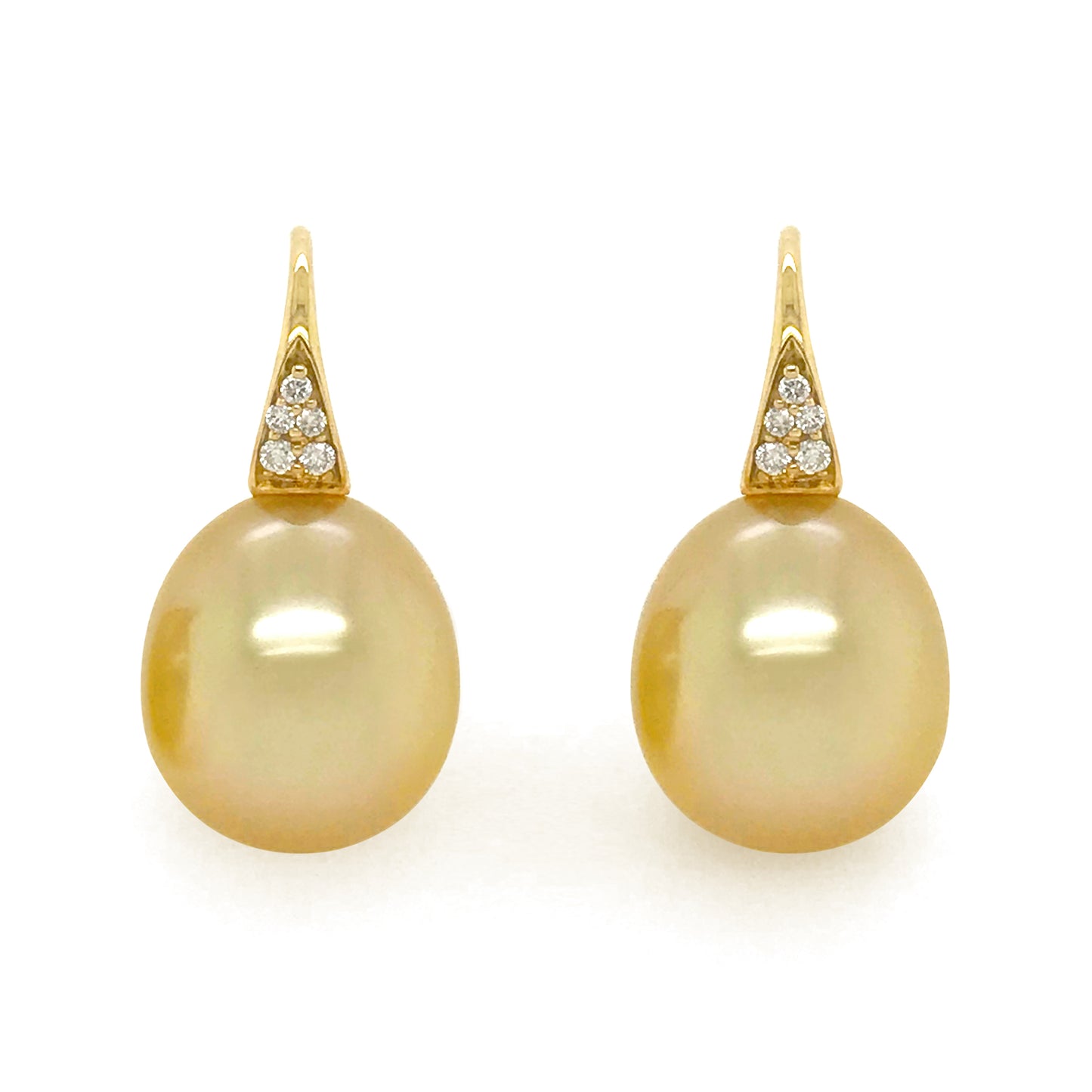 Golden South Sea Pearls with Diamonds Earrings #377