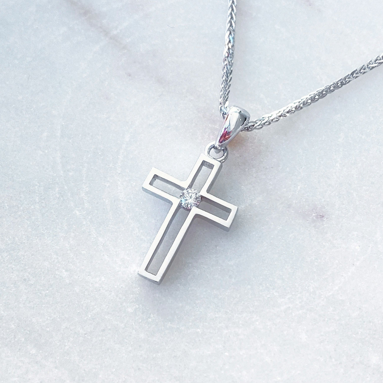 Diamond Cross Pendant in 18K White Gold #37