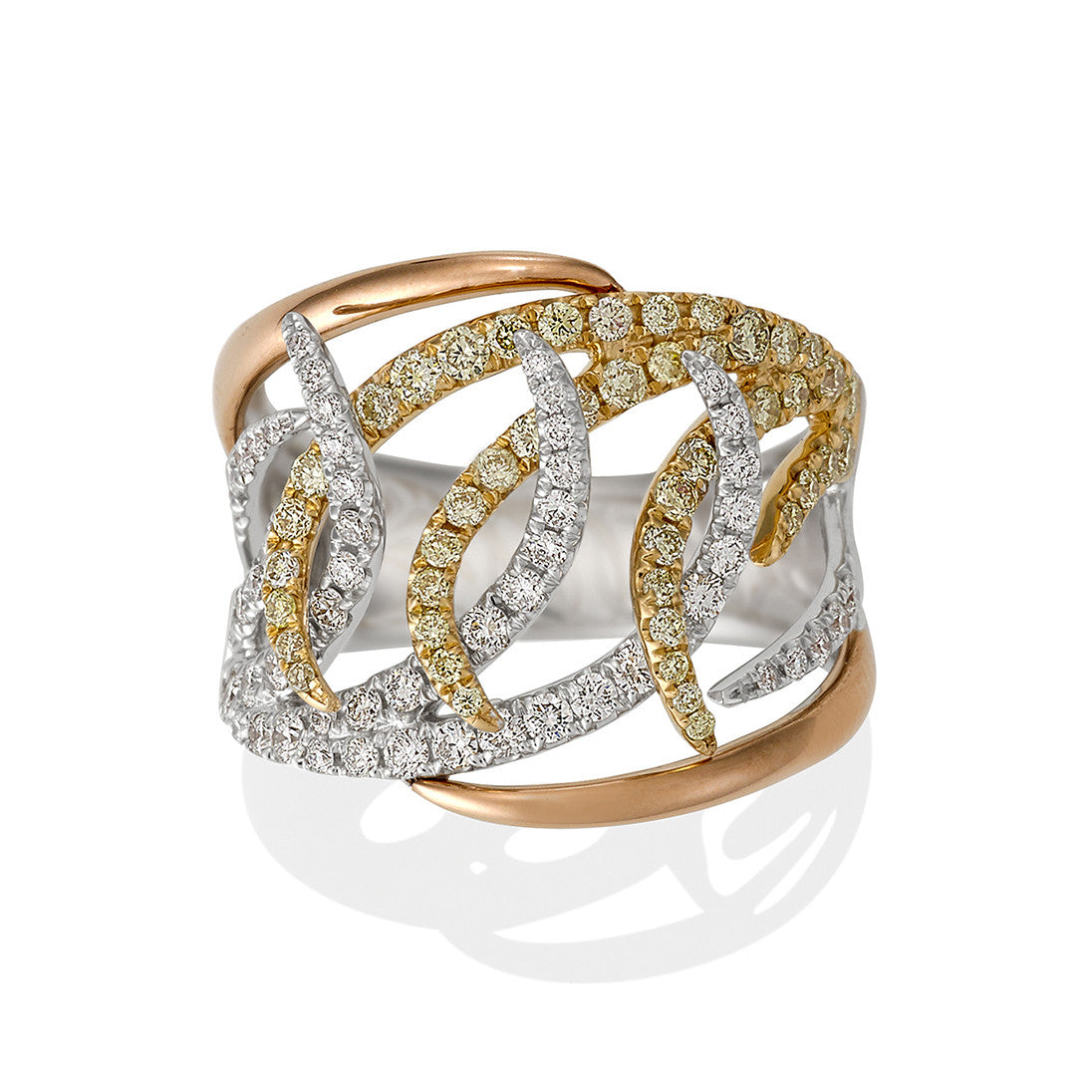 Yellow and White Diamond Swirl Ring #9