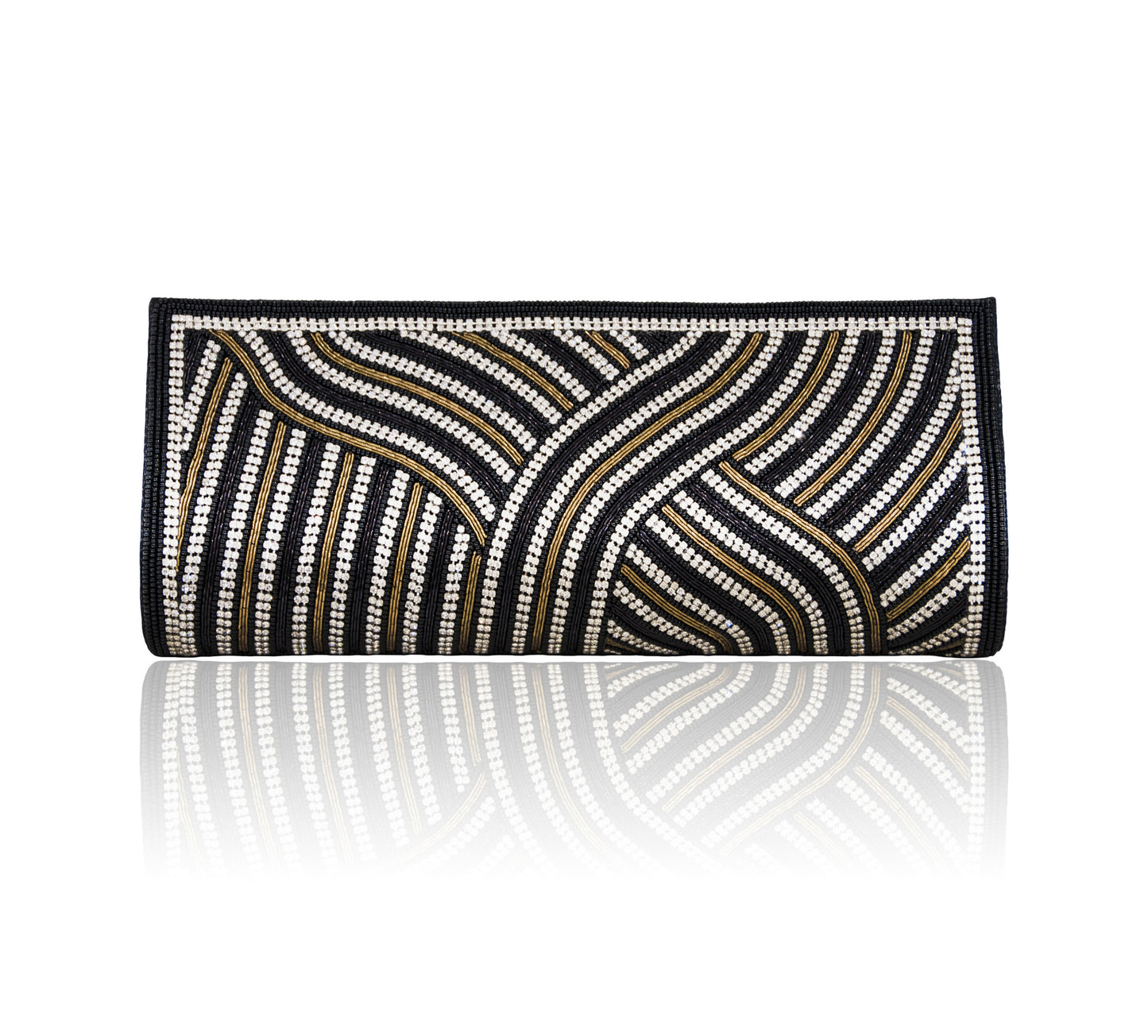 Hand Embroidered Clutch - Black #12