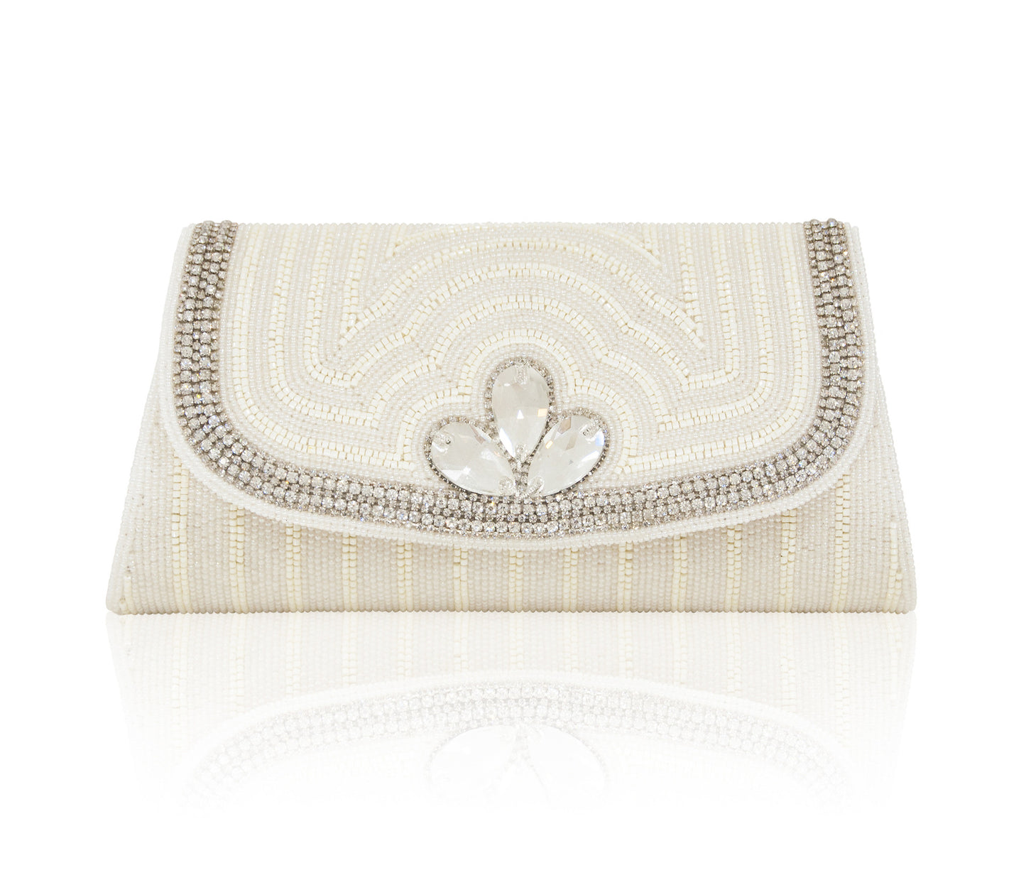 Hand Embroidered Clutch - Silver #18