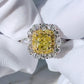 GIA Cushion Cut Fancy Intense Yellow Diamond Halo Ring in 18K Y/W Gold #394