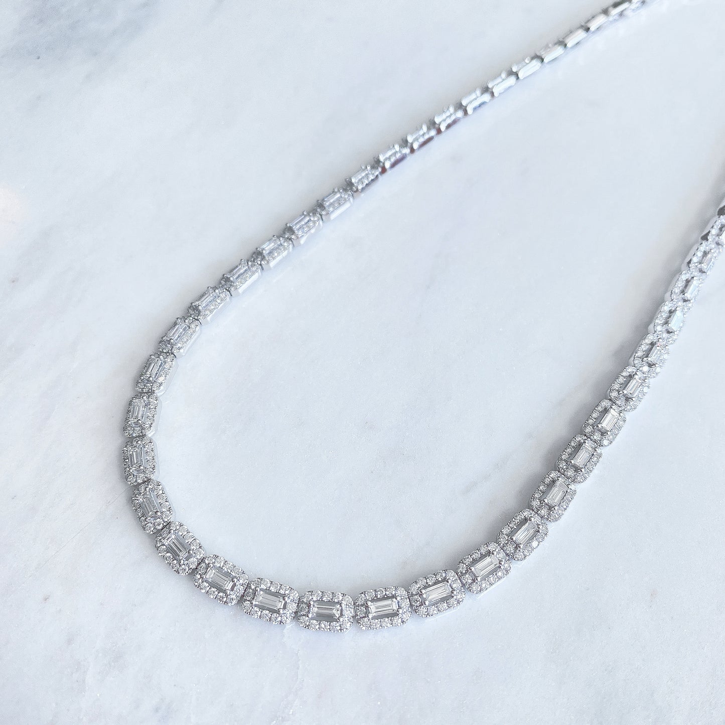Natural Diamond Luxury Statement Necklace in 18K White Gold #294