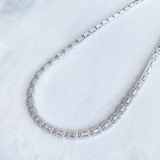 Natural Diamond Luxury Statement Necklace in 18K White Gold #294