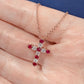 Natural Burmese Ruby & Diamond Cross Pendant in 18K Rose Gold #402