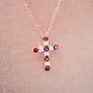 Natural Burmese Ruby & Diamond Cross Pendant in 18K Rose Gold #402