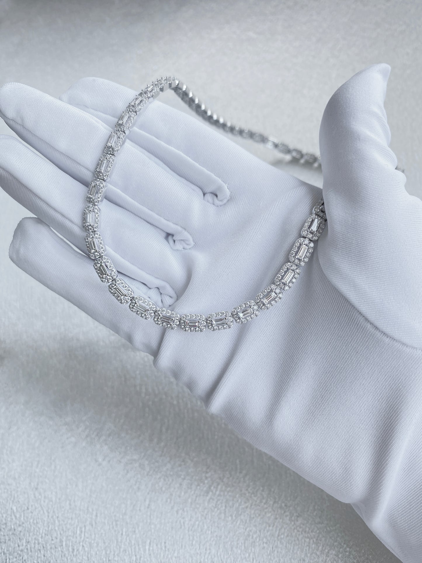 Natural Diamond Luxury Statement Necklace in 18K White Gold #294