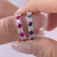Blue Sapphire & Diamond Band Ring #51