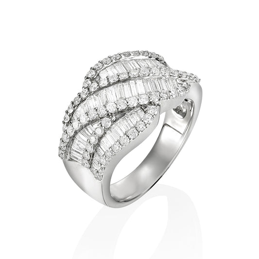 (SOLD) 18KW Cross over Diamond Ring #219 - Contact Us for Custom Order