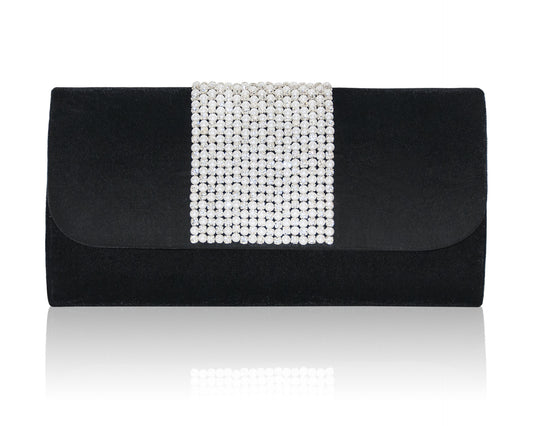 Hand Embroidered Envelope Clutch - Black #13