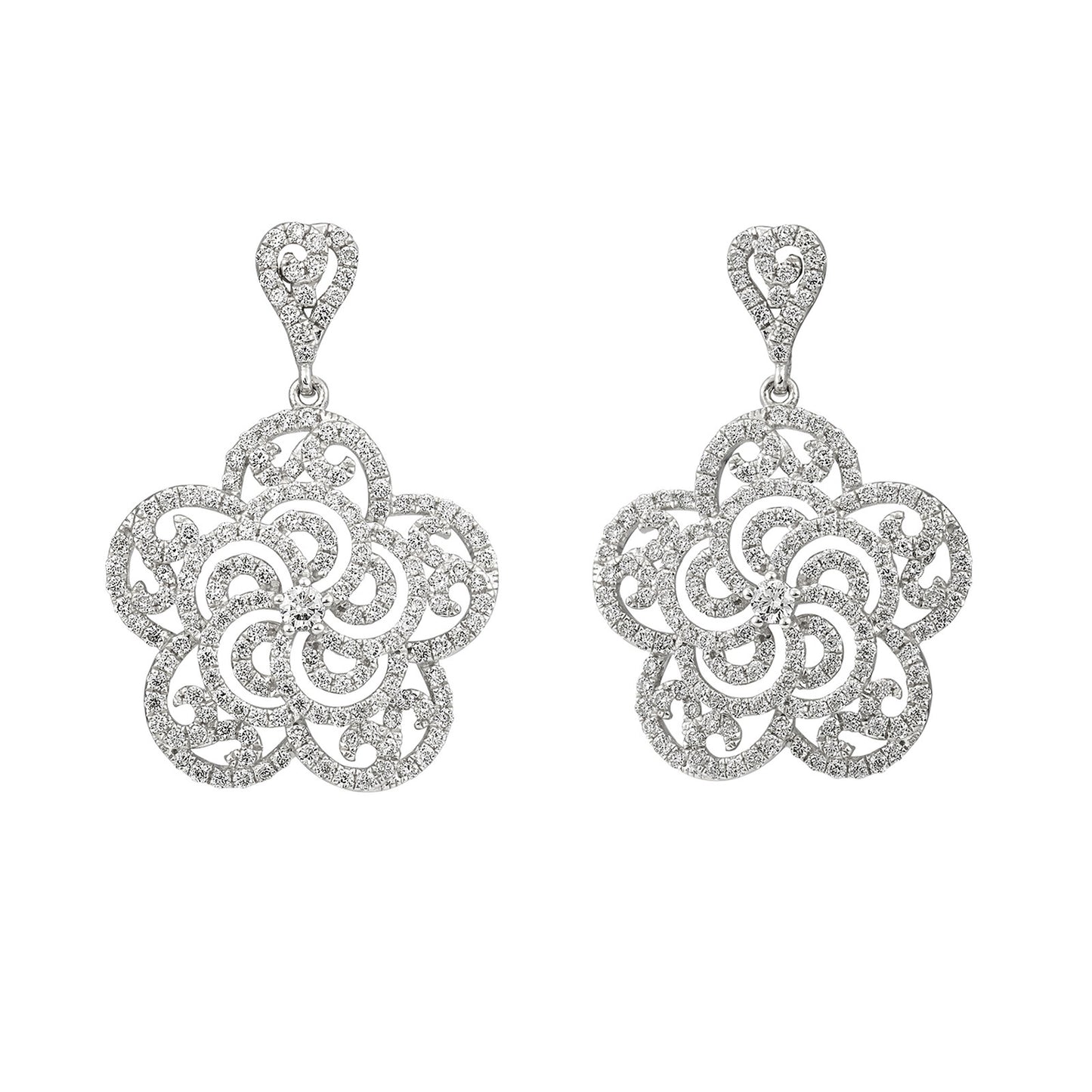 Diamond Flower Earring #224 - Contact Us for Custom Order