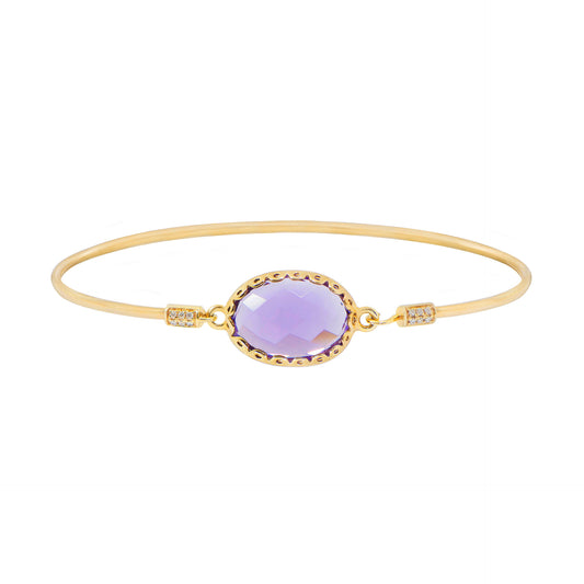 (SOLD) Amethyst with Diamond in 14KY Gold Bangle #177