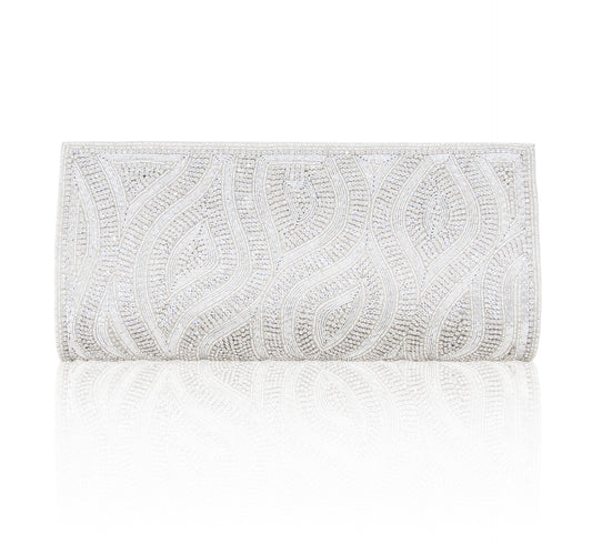 Hand Embroidered Clutch - Silver #21