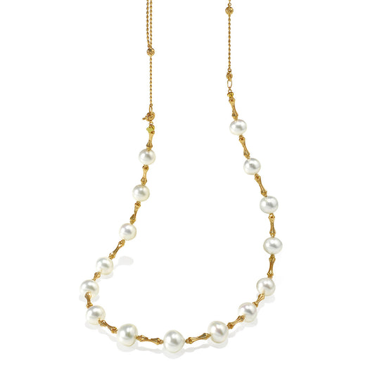 (SOLD) South Sea Pearl in 18KY Diamond Cut Necklace #210 - Contact Us for Custom Order