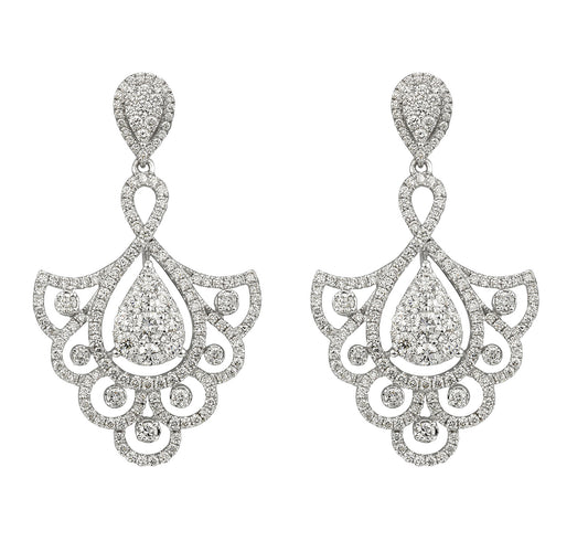 Diamond Fan Earrings in 18K White Gold #200