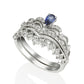 (SOLD) 18KW Blue Sapphire Crown Diamond Ring #196/7