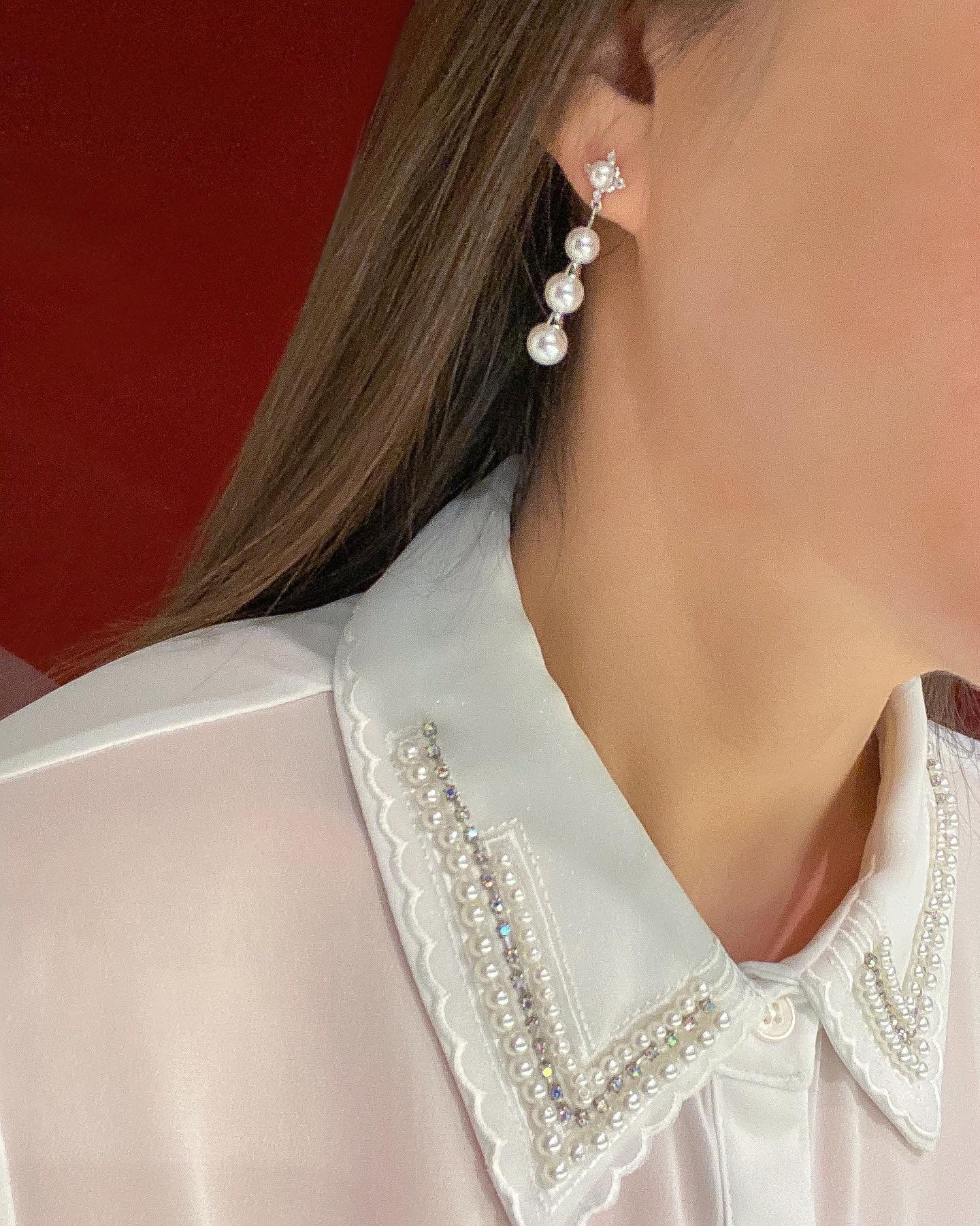 (SOLD) Akoya Pearls with Diamond Earring #63