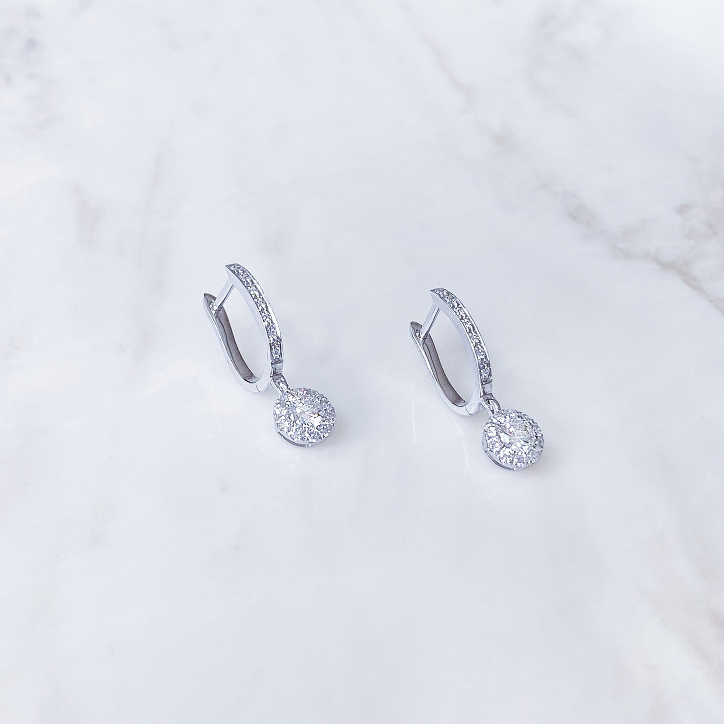 Diamond Halo Drop Earrings #40