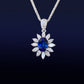 Oval Sapphire with Diamonds Pendant in 18K White Gold #195