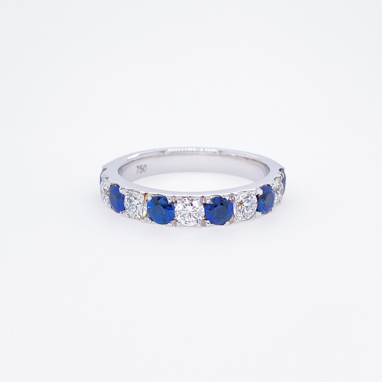 Blue Sapphire & Diamond Band Ring #51