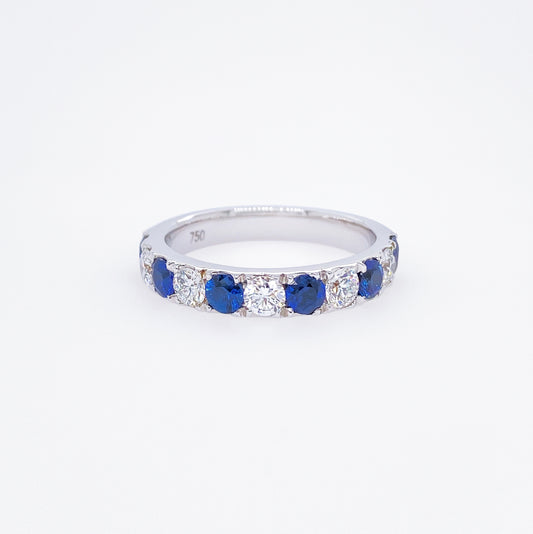 Blue Sapphire & Diamond Band Ring #51