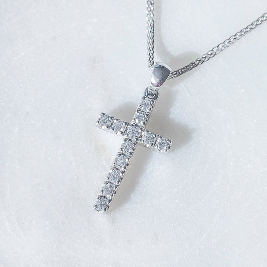 Diamond Cross Pendant in 18K White Gold #24