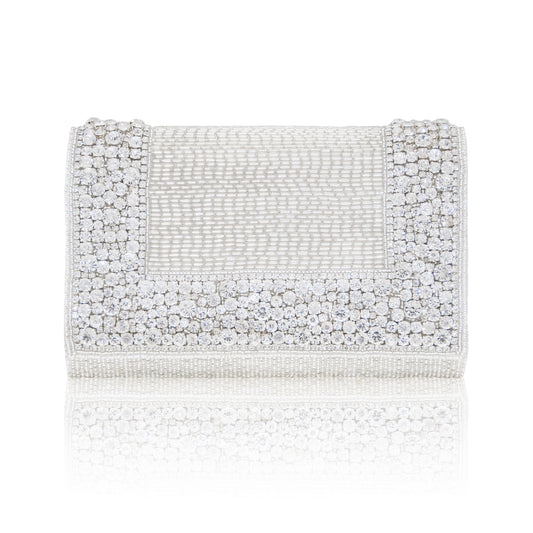 Hand Embroidered Clutch - Silver #6