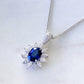 Oval Sapphire with Diamonds Pendant in 18K White Gold #195