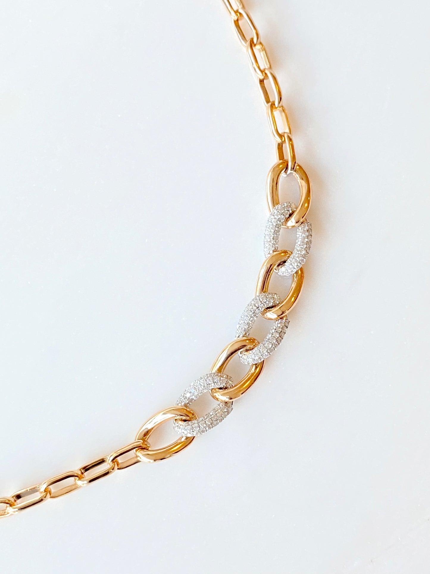 Diamond Link Bracelet in 18K Rose Gold & White Gold