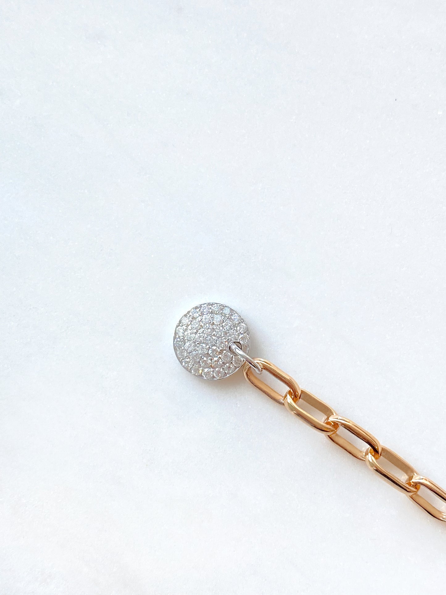 Diamond Link Bracelet in 18K Rose Gold & White Gold