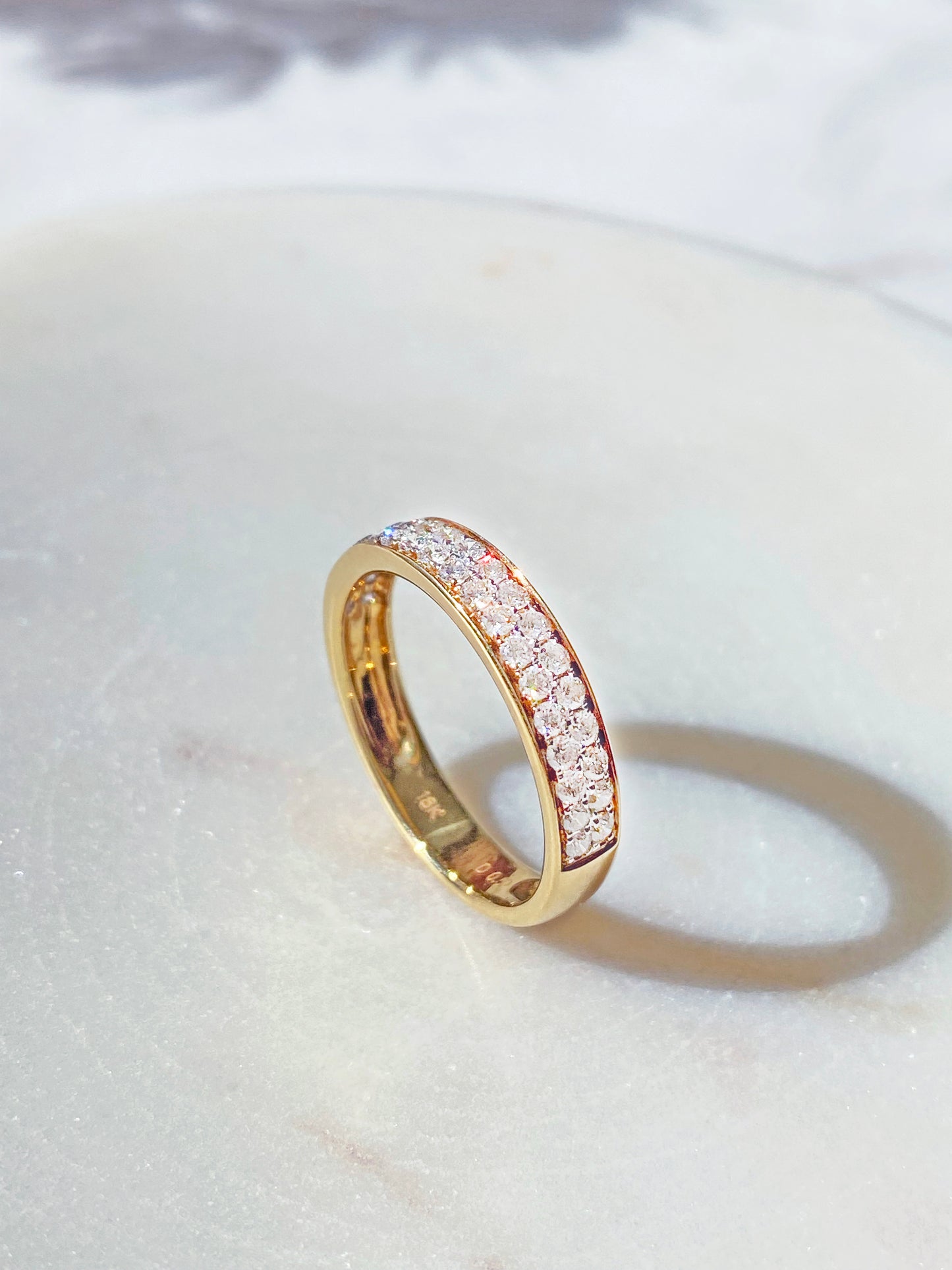 18K Yellow Gold Two Row Pavé Diamond Ring #13