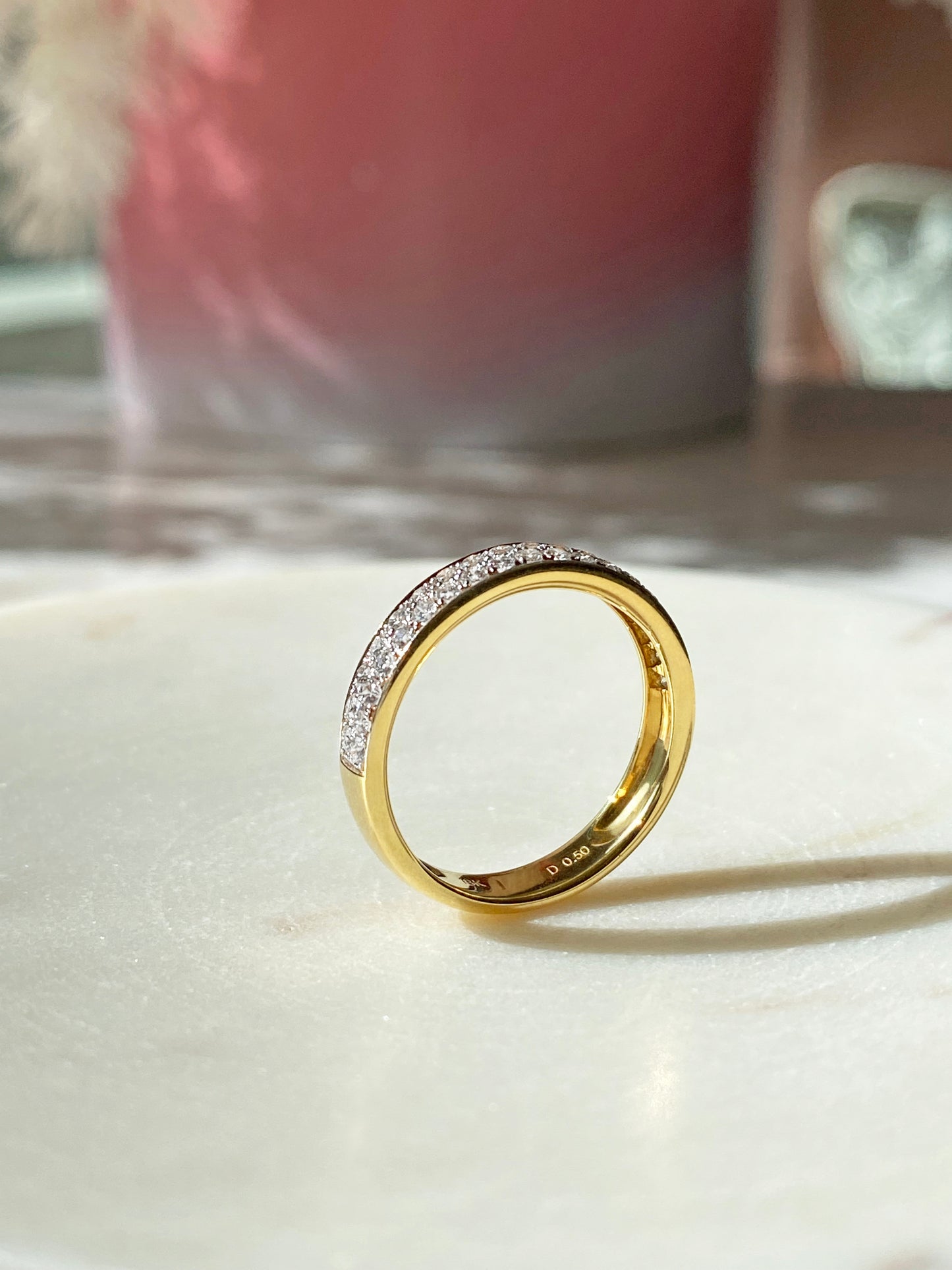 18K Yellow Gold Two Row Pavé Diamond Ring #13