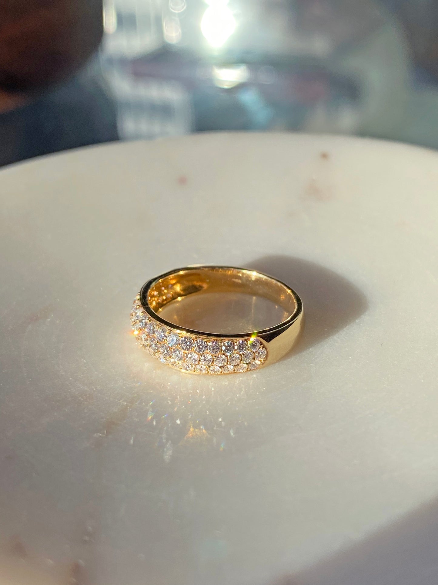 18KY Diamond Three Row Pavé Diamond Ring #268