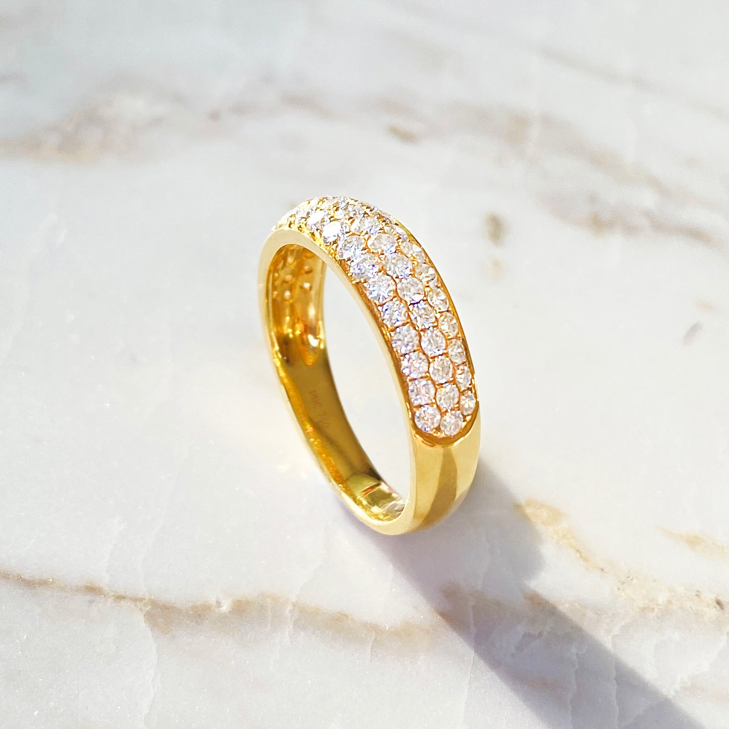 18KY Diamond Three Row Pavé Diamond Ring #268