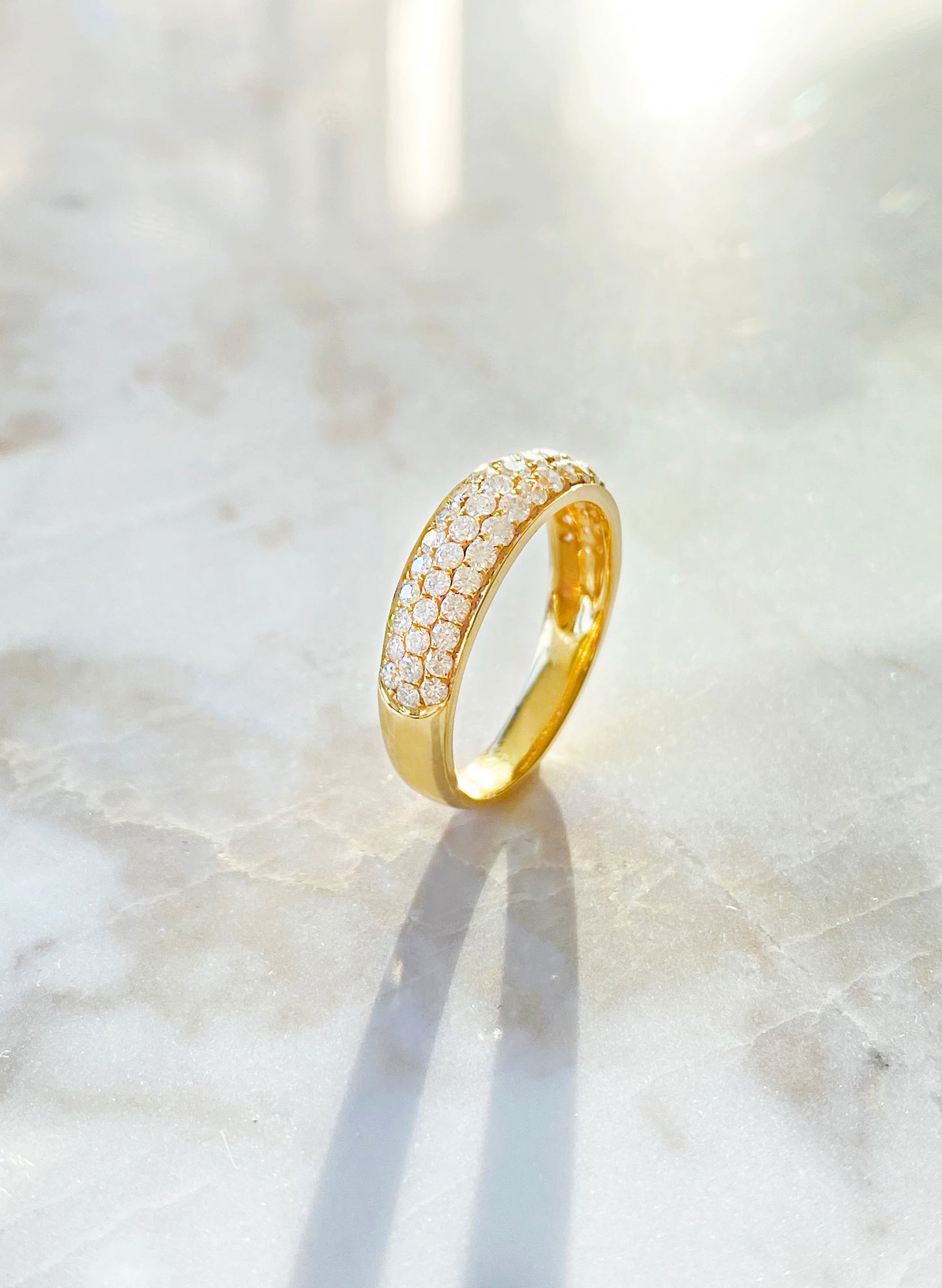 18KY Diamond Three Row Pavé Diamond Ring #268