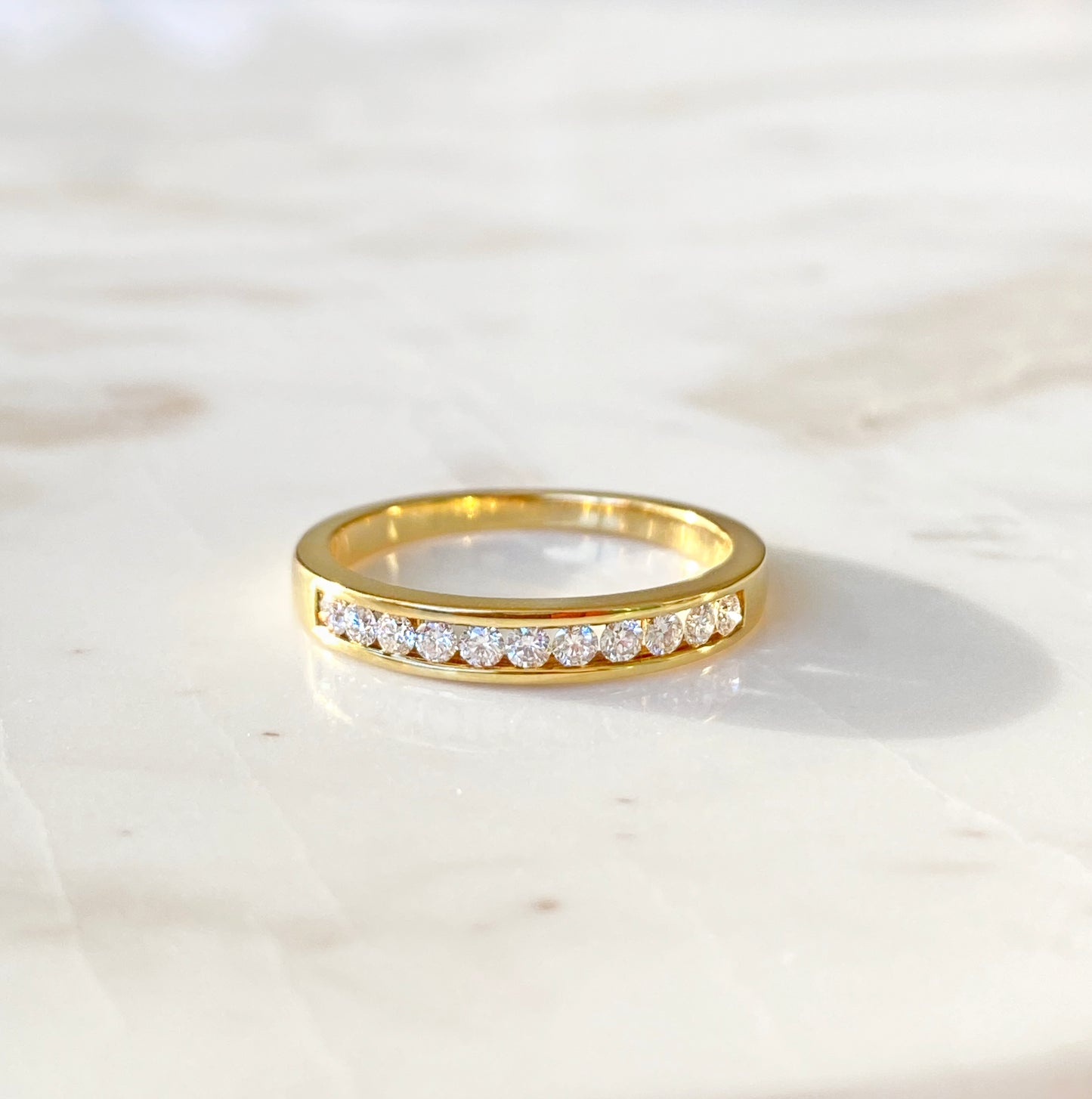 18K Yellow Gold Channel Set Diamond Band #351
