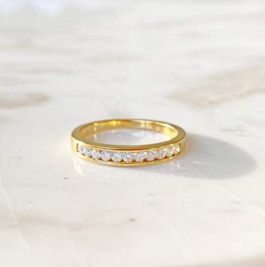 18K Yellow Gold Channel Set Diamond Band #351