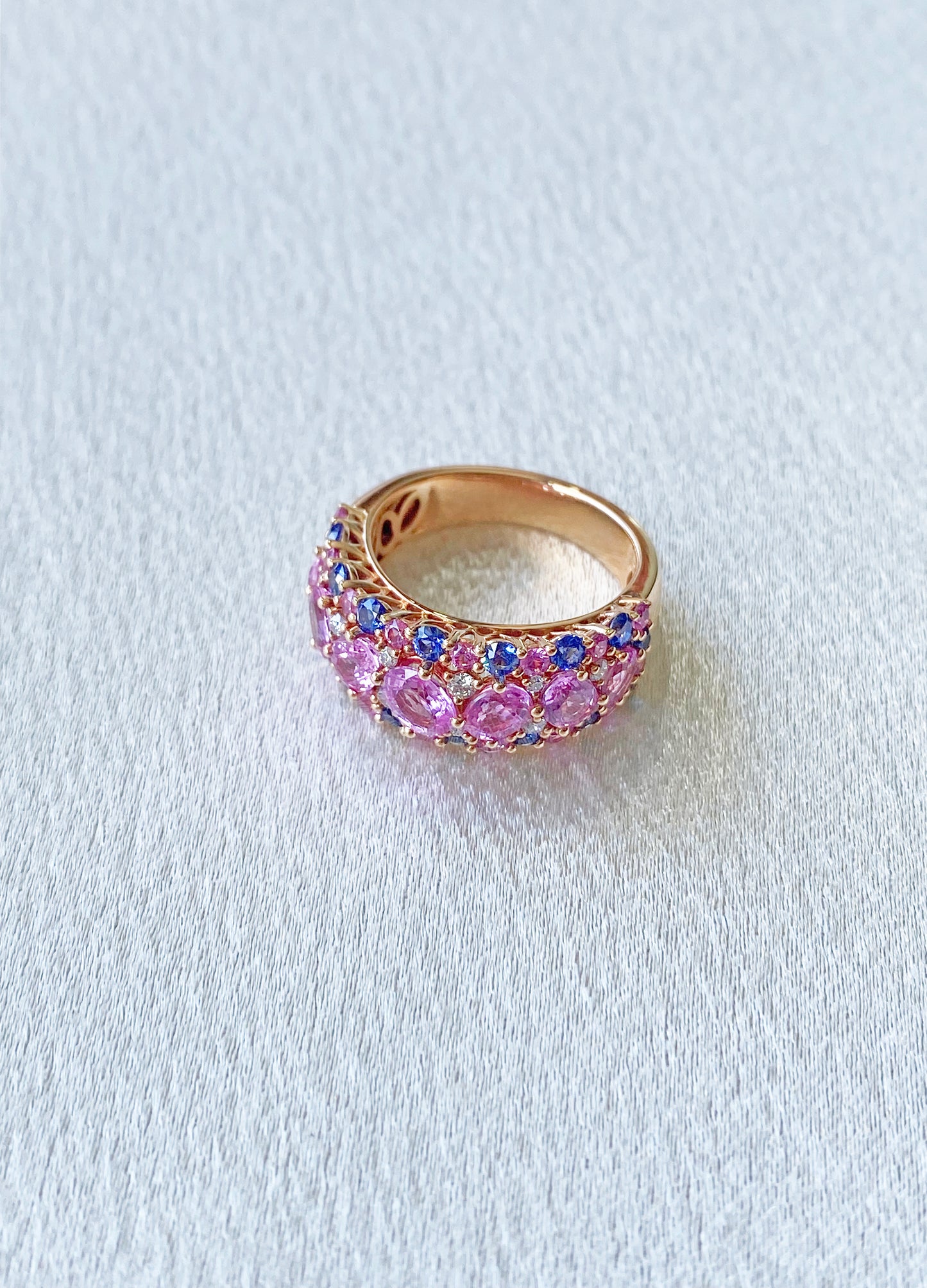 Pink Sapphire & Blue Sapphire with Diamond Ring in 18K Rose Gold  #304