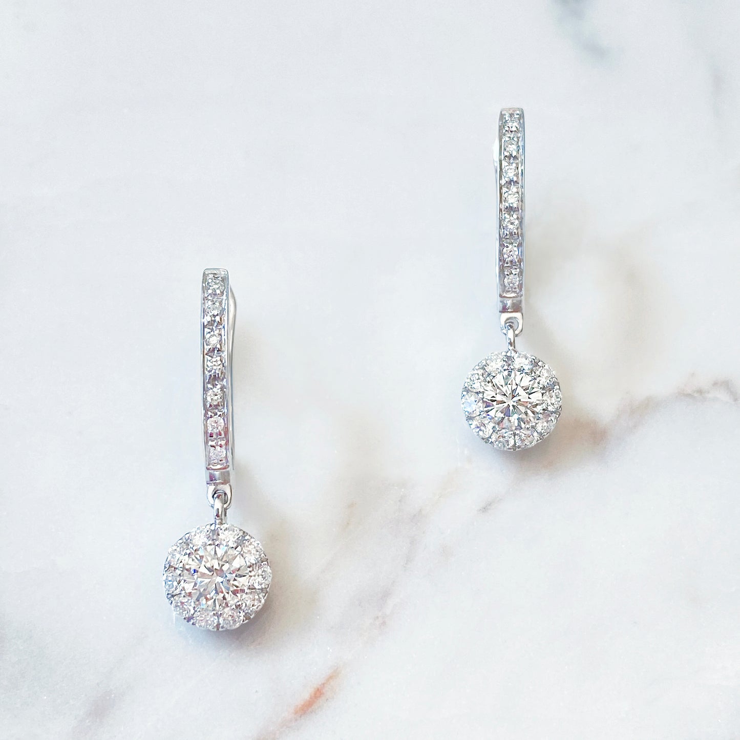 Diamond Halo Drop Earrings #40