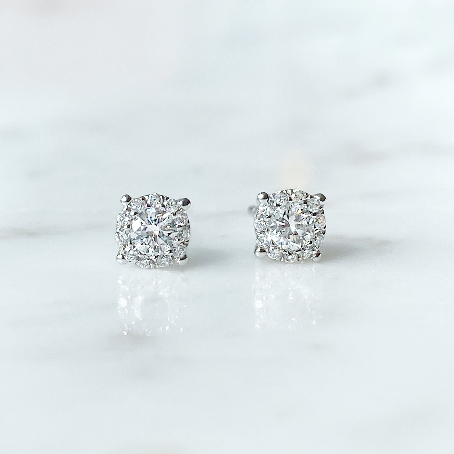 Diamond Halo Stud Earrings 0.34ct #39