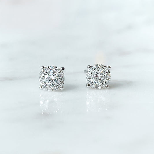 Diamond Halo Stud Earrings 0.34ct #39