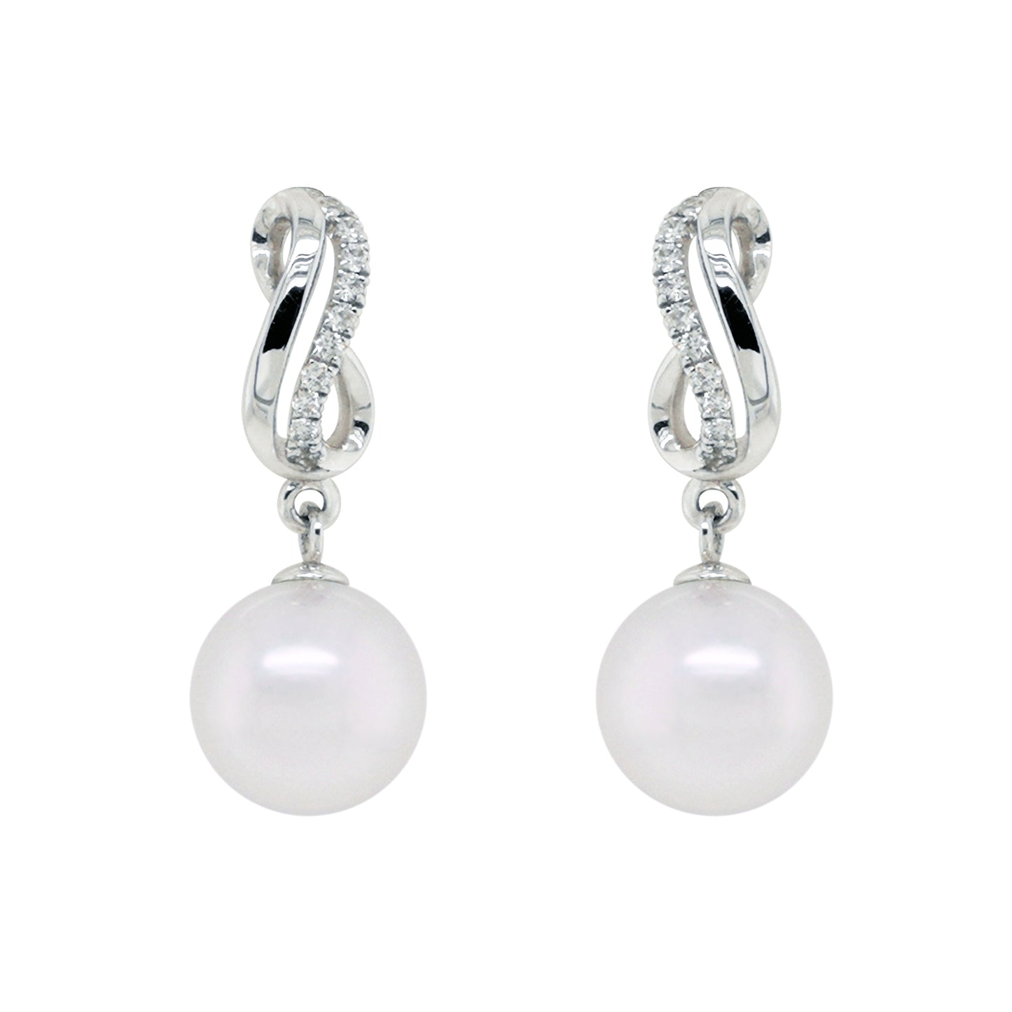(SOLD) Akoya Pearl with Deamond Earrings #67