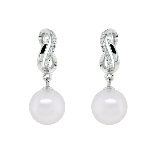 (SOLD) Akoya Pearl with Deamond Earrings #67