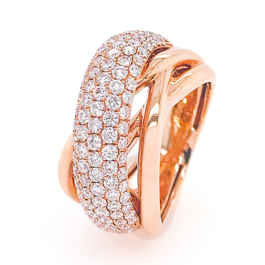 (SOLD) 18K Rose Gold & Diamond Crossover Ring #318